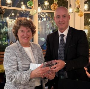 2024-2025 CSCJA President, the Honourable Justice Clayton Conlan presented the 2025 Award to the Honourable Justice Michèle Monast.